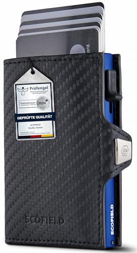 SF SCOFIELD Duality Classic Premium Slim Wallet mit Münzfach | Kartenetui mit Münzfach für 9 – 10 Karten | Karten Geldbeutel | Herren Portemonnaie | RFID Schutz | Kreditkartenetui | Smart Wallet von SF SCOFIELD
