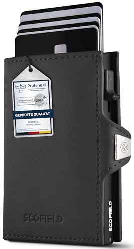 SF SCOFIELD Duality Classic Premium Slim Wallet mit Münzfach | Kartenetui mit Münzfach für 9 – 10 Karten | Karten Geldbeutel | Herren Portemonnaie | RFID Schutz | Kreditkartenetui | Smart Wallet von SF SCOFIELD