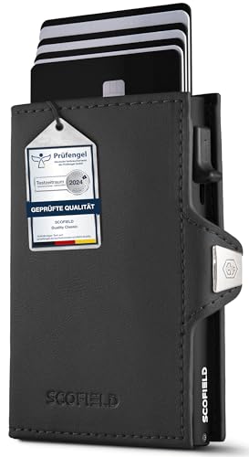 SF SCOFIELD Duality Airtag Wallet ohne Münzfach I Geldbeutel für 8-10 Karten I Geldbörse Herren mit RFID Schutz I Slim Wallet I Smart Wallet I Kartenetui mit Air Tag Fach I Portemonnaie von SF SCOFIELD