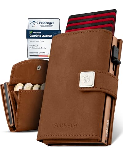 SF SCOFIELD Trinity Premium Slim Wallet mit Münzfach I Wallets for Men I Kartenetui mit Münzfach 10 – 12 Karten I Kreditkartenetui I RFID Schutz I Karten Portemonnaie I Smart Wallet I Geldbörse von SF SCOFIELD