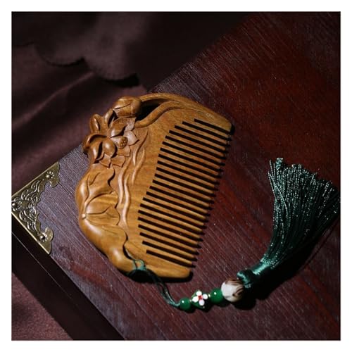 Friseurkamm Massivholz-Lockenkamm, Chinesischer Retro-Kamm, Bartpflegewerkzeug für Männer, Badezimmerkamm für nasses Haar Reise Haarkamm von SFANIIX