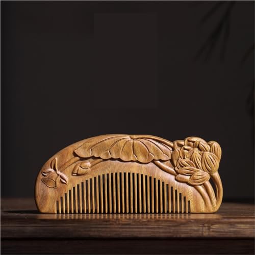 Friseurkamm Massivholz feiner Zahnkamm Herren Bartkamm Chinesisch geschnittener Lockenkamm Geeignet für alle Haartypen Reishaarkamm von SFANIIX