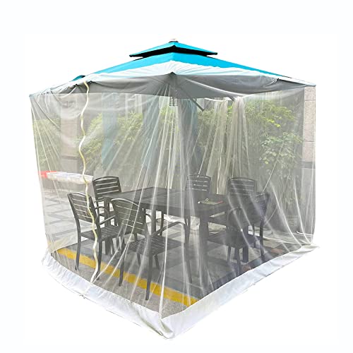 SFDPDM Regenschirm Moskitonetz 3 x 3 m, verstellbares Moskitonetz für Sonnenschirm, Regenschirm Moskitonetz mit Reißverschluss Pavillon Fliegengitter für Parasol im Garden,Beige von SFDPDM