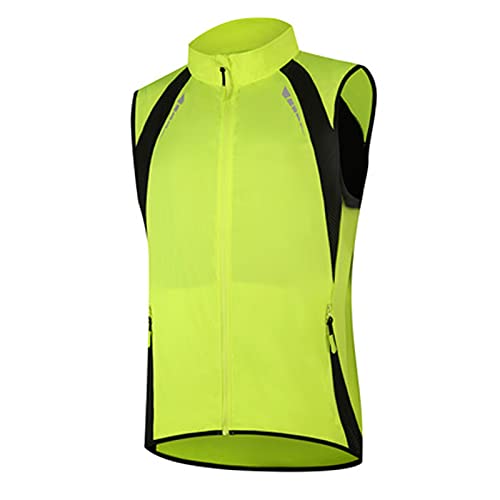 Atmungsaktiv Reflective Fahrradweste Herren,Wasserdicht Aermellose Laufwesten ​Radlerweste,Radweste Herren Sommer für Laufen,Joggen,Radfahren(Size:3XL,Color:Leuchtendes Grün) von SFITVE