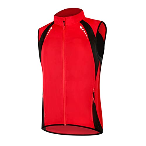 Atmungsaktiv Reflective Fahrradweste Herren,Wasserdicht Aermellose Laufwesten ​Radlerweste,Radweste Herren Sommer für Laufen,Joggen,Radfahren(Size:4XL,Color:rot) von SFITVE