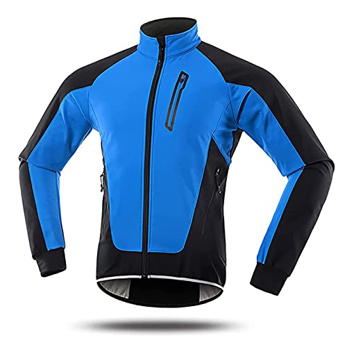 SFITVE Fahrradjacke Damen Wasserdicht Atmungsaktiv,Fleece Winterjacke Winddicht Reflektierend,MTB Winter Thermo-Vlies Warm Radjacke Mantel für Radfahren Joggen Wandern(Size:M,Color:Blau) von SFITVE