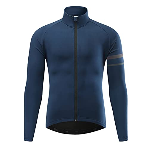 SFITVE Fahrradjacke Herren Wasserdicht Atmungsaktiv,Winter Thermo Fleece Radjacken,Reflektierend Winddicht MTB Winterjacke Warm Mantel für Radfahren Wandern Joggen(Size:XL,Color:Blau) von SFITVE