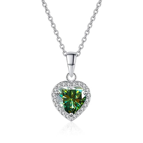 SFQEVHRZ Anhänger für Frauen， Moissanite Halskette for Frauen 1ct Herz Cut D Farbe VVS1 Moissanite Anhänger Diamant Halskette 925 Sterling Silber Halskette(Green) von SFQEVHRZ
