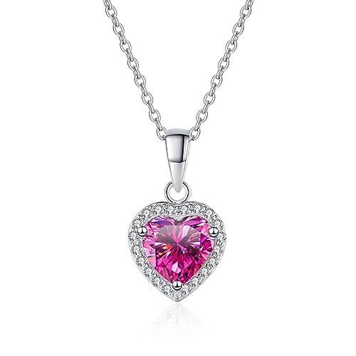 SFQEVHRZ Anhänger für Frauen， Moissanite Halskette for Frauen 1ct Herz Cut D Farbe VVS1 Moissanite Anhänger Diamant Halskette 925 Sterling Silber Halskette(Roze) von SFQEVHRZ