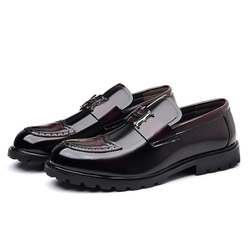 SFSSWSRYDF Elegante Slipper Loafer für Herren Anzugschuhe Hochzeitsschuhe Business Smoking Klassische Oxfords,Wine red,48 EU von SFSSWSRYDF