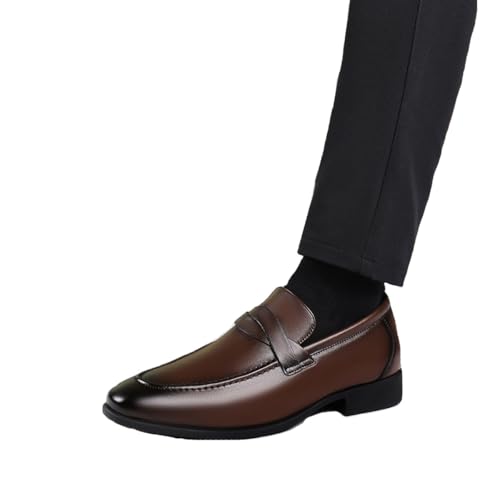 SFSSWSRYDF Herren Business Anzugschuhe Formale Synthetikleder Schuhe Slip-On-Kleid Klassiker Oxfords Anzugschuhe,Braun,48 EU von SFSSWSRYDF