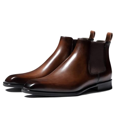 SFSSWSRYDF Herren Chelsea-Stiefel Arbeitsstiefel Echtes Leder Kleid Stiefelette Stilvoll Chukka Stiefel Herrenstiefel,Braun,47 EU von SFSSWSRYDF
