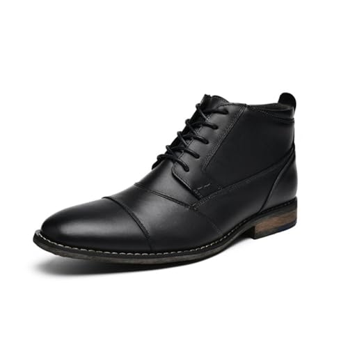SFSSWSRYDF Herren Chelsea Stiefel Boots Leder chukkastiefel Worker Biker Boots Lace-Up Leder Stiefeletten,Schwarz,42 EU von SFSSWSRYDF