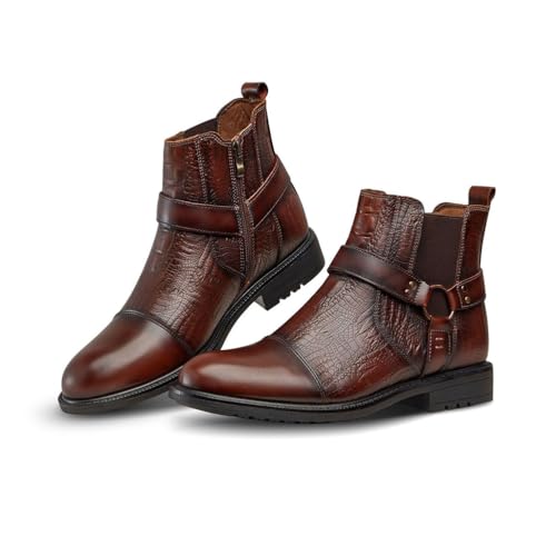 SFSSWSRYDF Herren Klassische Chukka Boots Vintage Chukka Chelsea Reißverschluss Stiefeletten Chelsea Stiefel Boots,A Brown,44 EU von SFSSWSRYDF