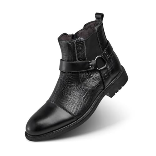 SFSSWSRYDF Herren Klassische Chukka Boots Vintage Chukka Chelsea Reißverschluss Stiefeletten Chelsea Stiefel Boots,Schwarz,46 EU von SFSSWSRYDF