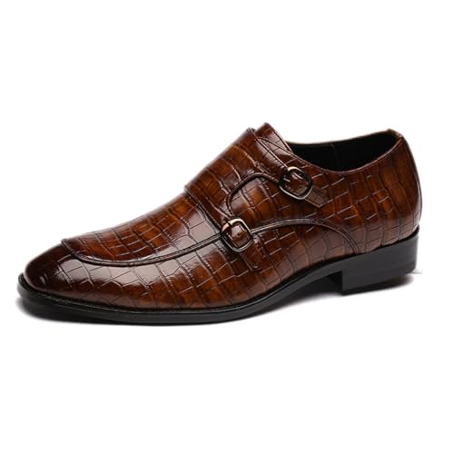 SFSSWSRYDF Monk Strap Hochzeitsschuh Herren Slip On Mokassins Anzugschuhe Klassischer Business Derby Oxfords Lederschuhe ﻿,A Brown,45 EU von SFSSWSRYDF