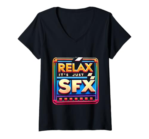 Damen Relax It's Just SFX Maskenbildner Work Film Film - T-Shirt mit V-Ausschnitt Damen Relax It's Just SFX Maskenbildner Work Film Film - T-Shirt mit V-Ausschnitt von SFX Make -up -Karriere
