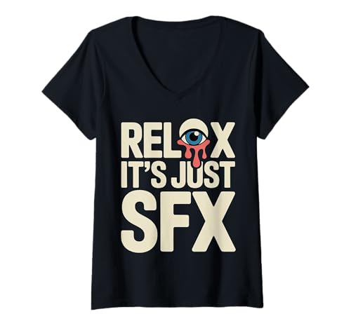 Damen Relax It's Just SFX Maskenbildner Work Film Film T-Shirt mit V-Ausschnitt Damen Relax It's Just SFX Maskenbildner Work Film Film T-Shirt mit V-Ausschnitt von SFX Make -up -Karriere