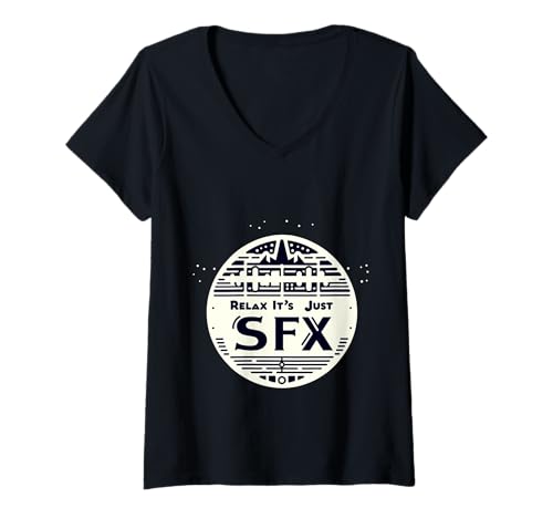 Damen Relax It's Just SFX Maskenbildner Work Film Film - T-Shirt mit V-Ausschnitt Damen Relax It's Just SFX Maskenbildner Work Film Film - T-Shirt mit V-Ausschnitt von SFX Make -up -Karriere