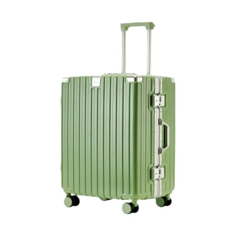 Reisekoffer Aluminiumrahmen-Koffer, multifunktionaler Trolley-Koffer, Universalräder, 20-Zoll-Koffer for Männer und Frauen Trolley (Color : Green, Size : 26in) von SFYYML