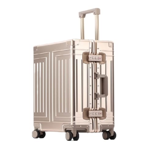 Reisekoffer Vollaluminium-Magnesiumlegierungs-Metallkoffer, Trolley-Koffer, Hartschalenkoffer, Gepäck-Check-in-Koffer for Herren Und Damen Trolley (Color : Gold, Size : 29in) von SFYYML