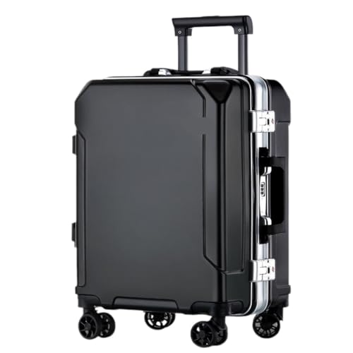 Reisekoffer Wiederaufladbare, sturzsichere und langlebige Passwortbox, universeller Trolley-Koffer mit Rollen, Reisekoffer for Herren und Damen Trolley (Color : Black, Size : 20in) von SFYYML