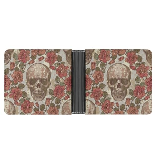 SFZPVMP Vintage Totenkopf Rose Geldbörse Damen Wallet Kreditkartenetui Kartenetui Kartenhalter von SFZPVMP