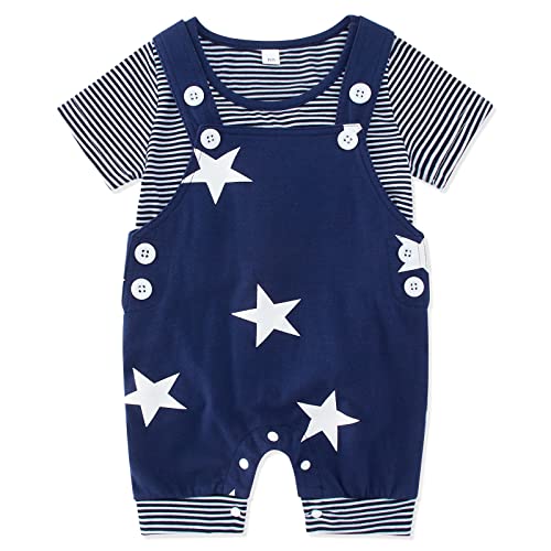 Baby Junge Kleidung Sommer Babykleidung Jungen Set Strampler Latzhose Babysachen Kurzarm Bekleidungssets Baby Jungen 3-6 Monate von SFreeBo
