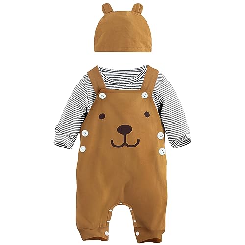 SFreeBo Baby Jungen Kleidung Winter Babykleidung Outfit Set Langarm Baumwolle Gestreiftes 3PCS Neugeborenes Babykleidung Jungen 3-6 Monate von SFreeBo