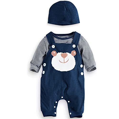 SFreeBo Baby Jungen Kleidung Winter Babykleidung Outfit Set Langarm Baumwolle Gestreiftes 3PCS Neugeborenes Babykleidung Jungen 68 von SFreeBo