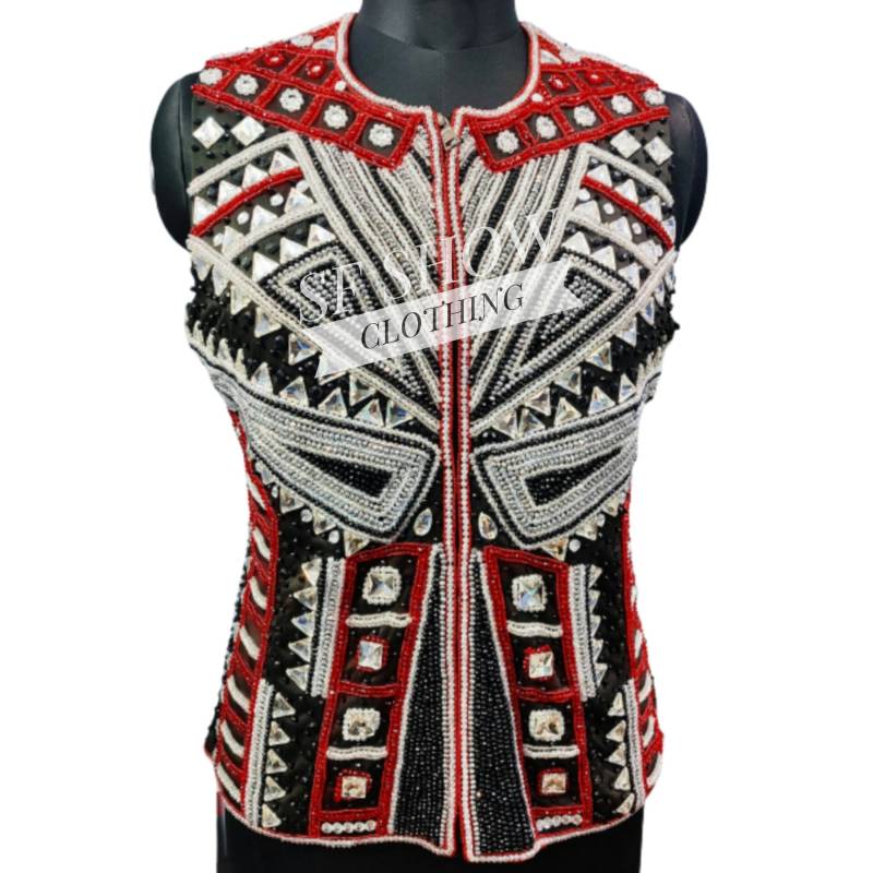Damen Reitshow Weste Western Black Base Handgefertigte Horsemanship Stretch Stoff Reiter Showwear Wettbewerb Reitweste von SFshowClothing