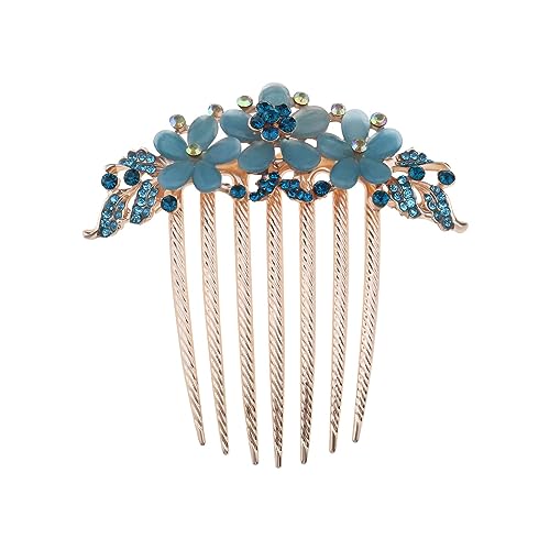 SG Store Blumen-Haarkamm Strass Hochzeit Braut Kopfschmuck Dekorativer Haarschmuck für Damen- Und Mädchenfrisuren, Braut, Blau von SG Store