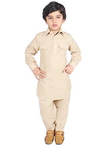 SG YUVRAJ Indische ethnische Kleidung Kurta Pyjama für Jungen (Beige, 6–7 Jahre) von SG YUVRAJ