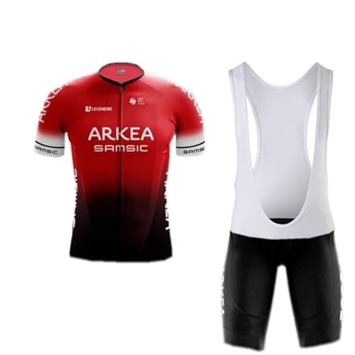 SGCIKER 2022 Herren Pro Team ARKEA Red Radtrikot Set, Kurzarm Fahrrad bekleidung Lätzchen Kurzsets Gel Pad（L von SGCIKER