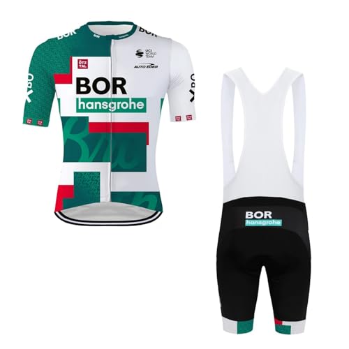 SGCIKER 2022 Herren Pro Team BORAHansgrohe TDF Radtrikot Set, Kurzarm Fahrrad bekleidung Lätzchen Kurzsets Gel Pad（M von SGCIKER