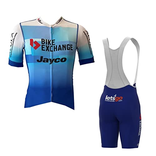 SGCIKER 2022 Herren Pro Team bike-exchange Radtrikot Set, Kurzarm Fahrrad bekleidung Lätzchen Kurzsets Gel Pad（3XL von SGCIKER