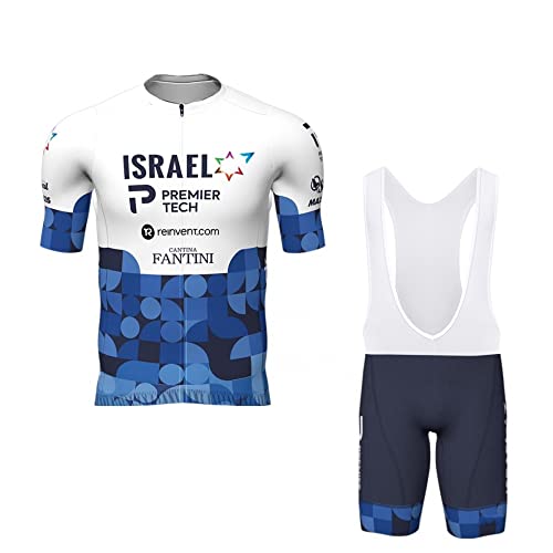 SGCIKER 2022 Herren Pro Team Israel Cycling Radtrikot Set, Kurzarm Fahrrad bekleidung Lätzchen Kurzsets Gel Pad（L von SGCIKER