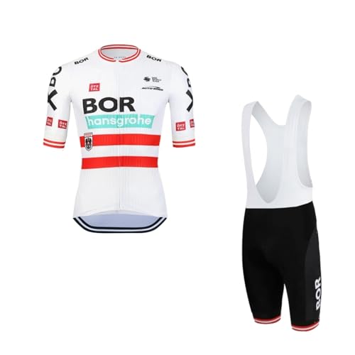 SGCIKER 2022 Herren Pro Team BORAHansgrohe Austria ChampionShip Radtrikot Set, Kurzarm Fahrrad bekleidung Lätzchen Kurzsets Gel Pad（XL von SGCIKER
