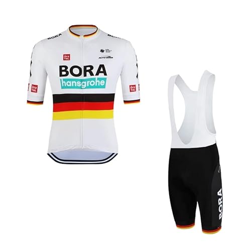 SGCIKER 2022 Herren Pro Team BORA Germany ChampionShip Radtrikot Set, Kurzarm Fahrrad bekleidung Lätzchen Kurzsets Gel Pad（3XL von SGCIKER