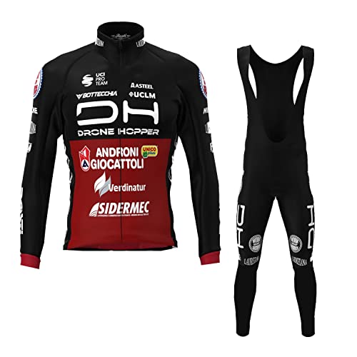 SGCIKER 2022 Team ANDRONI Winter-Thermo-Fleece-Radtrikot-Set, Langarm-Wärmer für Herren, Fahrradhemd, MTB-Fahrradbekleidung, Trägerhose, 9D-Gelpolster (L) von SGCIKER