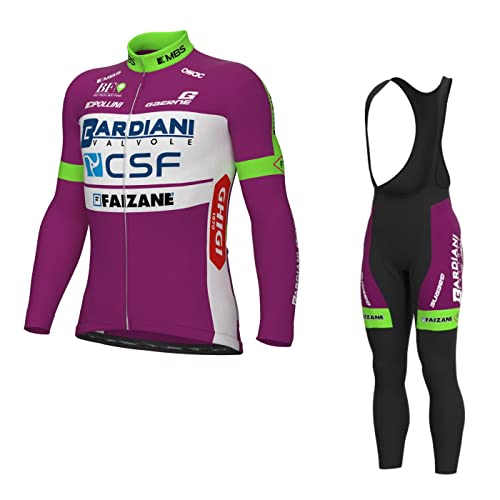 SGCIKER 2022 Team BARDIANI Lange Ärmel Radtrikot Set, Herren Dünne Sonnenschutz Atmungsaktive MTB-Fahrradbekleidung Fahrrad Shirt Bike Clothing Gel Pad (6XL) von SGCIKER