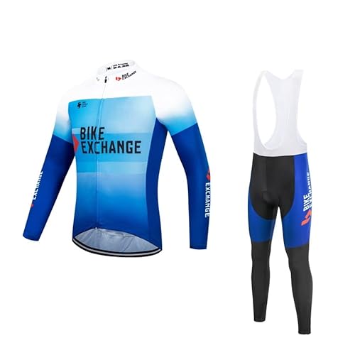 SGCIKER 2022 Team BIKE EXCHANGE Lange Ärmel Radtrikot Set, Herren Dünne Sonnenschutz Atmungsaktive MTB-Fahrradbekleidung Fahrrad Shirt Bike Clothing Gel Pad (6XL) von SGCIKER