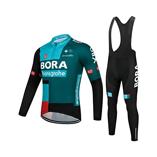 SGCIKER 2022 Team BORA Lange Ärmel Radtrikot Set, Herren Dünne Sonnenschutz Atmungsaktive MTB-Fahrradbekleidung Fahrrad Shirt Bike Clothing Gel Pad (5XL) von SGCIKER