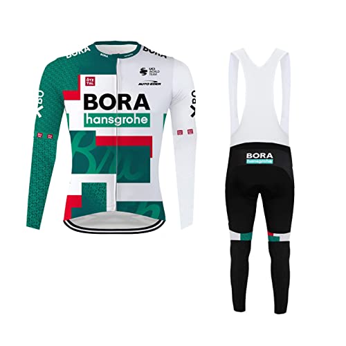 SGCIKER 2022 Team BORA TDF Lange Ärmel Radtrikot Set, Herren Dünne Sonnenschutz Atmungsaktive MTB-Fahrradbekleidung Fahrrad Shirt Bike Clothing Gel Pad (2XL) von SGCIKER