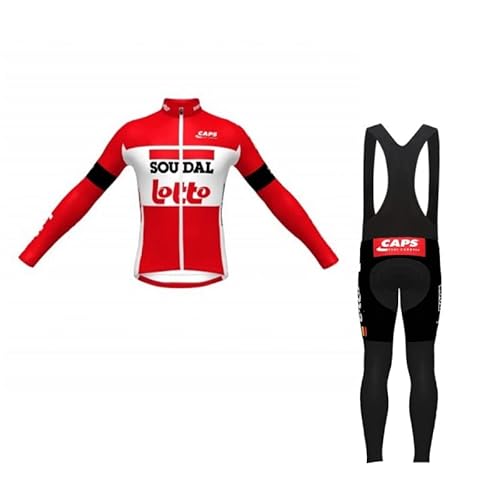 SGCIKER 2022 Team LOTTO SOUDAL Lange Ärmel Radtrikot Set, Herren Dünne Sonnenschutz Atmungsaktive MTB-Fahrradbekleidung Fahrrad Shirt Bike Clothing Gel Pad (6XL) von SGCIKER