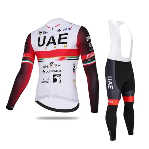 SGCIKER 2022 Team UAE Lange Ärmel Radtrikot Set, Herren Dünne Sonnenschutz Atmungsaktive MTB-Fahrradbekleidung Fahrrad Shirt Bike Clothing Gel Pad (M) von SGCIKER