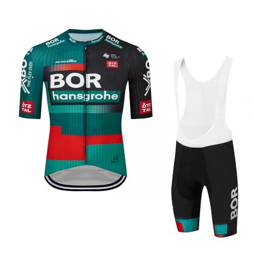 SGCIKER 2023 Herren Pro team BORAHansgrohe Radtrikot Set, Kurzarm Fahrrad bekleidung Lätzchen Kurzsets Gel Pad（3XL von SGCIKER