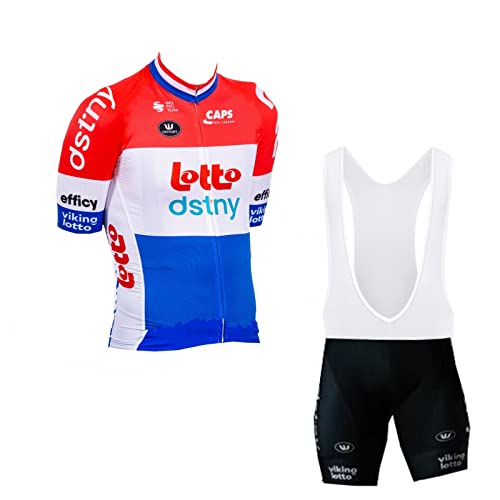 SGCIKER 2023 Herren Pro team Lotto Dstny Radtrikot Set, Kurzarm Fahrrad bekleidung Lätzchen Kurzsets Gel Pad（L von SGCIKER