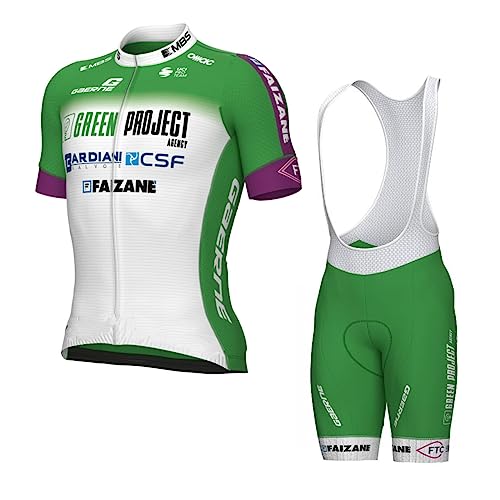 SGCIKER 2023 Herren Pro team Green Project Bardiani CSF Radtrikot Set, Kurzarm Fahrrad bekleidung Lätzchen Kurzsets Gel Pad（L von SGCIKER