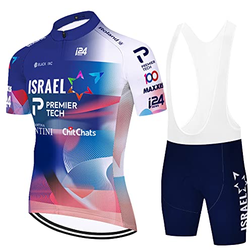 SGCIKER 2023 Herren Pro team ISRAEL Radtrikot Set, Kurzarm Fahrrad bekleidung Lätzchen Kurzsets Gel Pad（2XL von SGCIKER